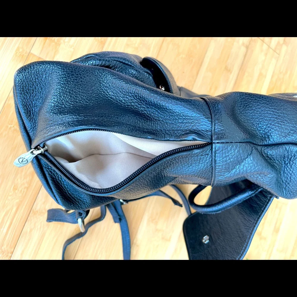 Y2K Valentina Black Pebble Leather Backpack